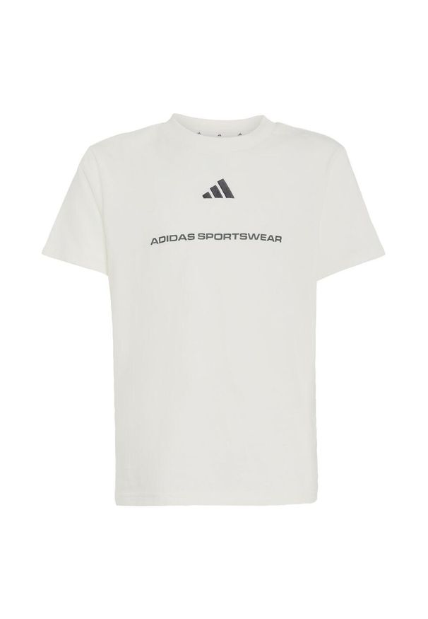 Adidas - Koszulka adidas Slogan Single Jersey. Kolor: biały. Materiał: jersey. Sport: joga i pilates