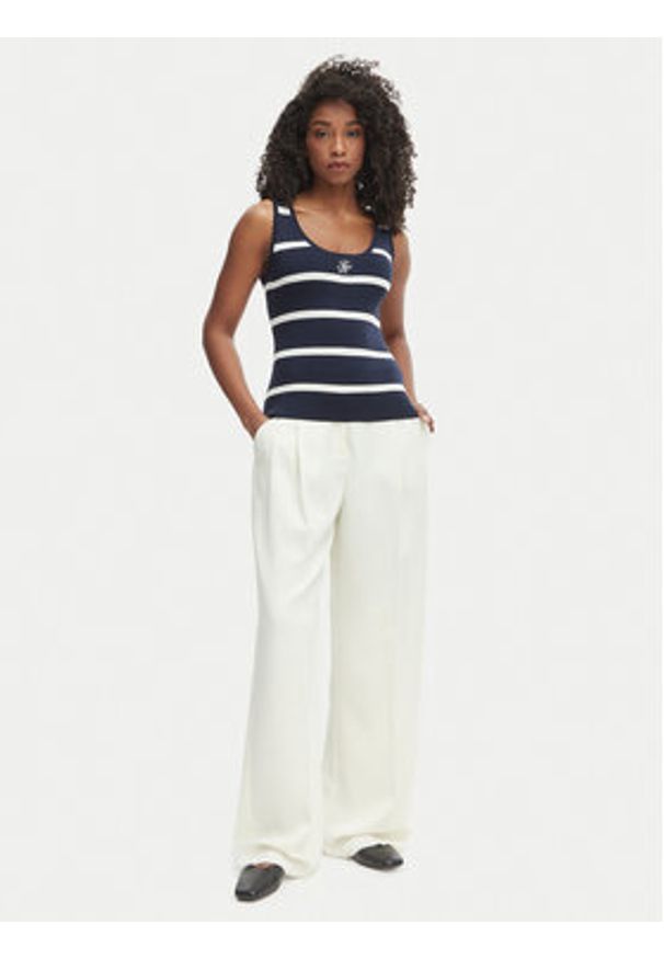 TOMMY HILFIGER - Tommy Hilfiger Top WW0WW48480 Granatowy Slim Fit. Kolor: niebieski. Materiał: bawełna