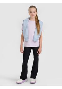 4f - 4F T-shirt regular z nadrukiem dziewczęcy - fioletowy 146 (10-11 lat). Okazja: na co dzień. Kolor: fioletowy. Materiał: jersey, bawełna, materiał. Długość rękawa: krótki rękaw. Długość: krótkie. Wzór: nadruk. Sezon: lato. Styl: sportowy, młodzieżowy, klasyczny, casual
