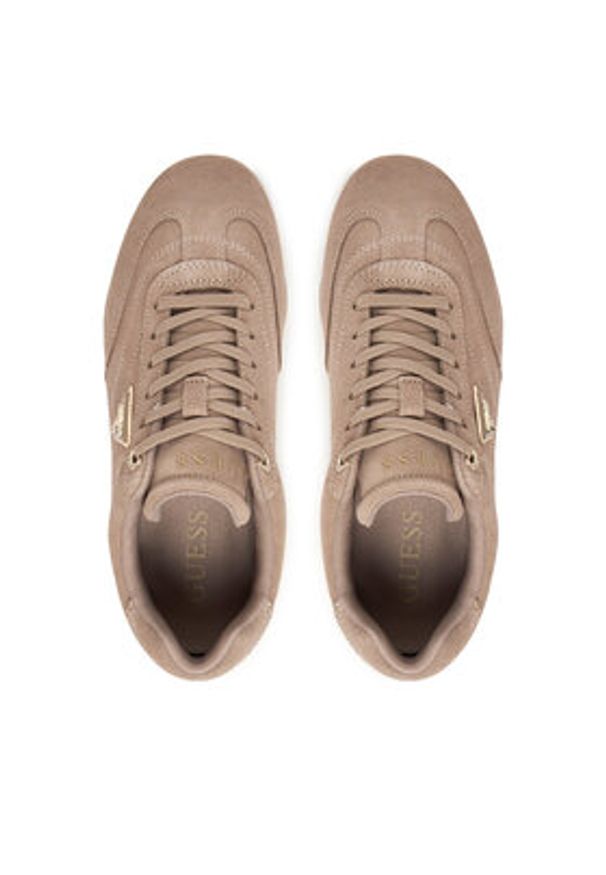 Guess Sneakersy FLPGAB SUE12 Beżowy. Kolor: beżowy. Materiał: skóra, zamsz
