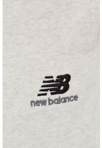 New Balance spodnie dresowe bawełniane męskie kolor szary gładkie. Kolor: szary. Materiał: dresówka, bawełna. Wzór: gładki