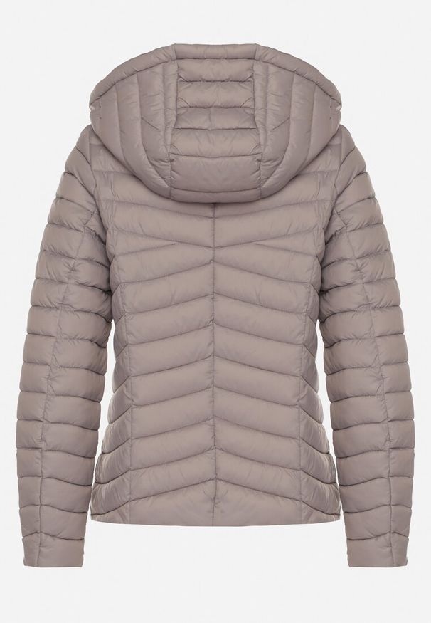 Born2be - Szara Pikowana Kurtka Przejściowa z Kapturem Suritta. Okazja: na co dzień. Typ kołnierza: kaptur. Kolor: szary. Materiał: jeans. Styl: sportowy, klasyczny, casual