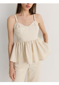 Reserved - Top z baskinką - złamana biel. Materiał: bawełna #1