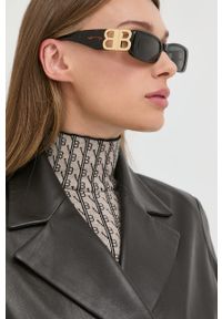 Balenciaga okulary przeciwsłoneczne damskie kolor brązowy. Kształt: prostokątne. Kolor: brązowy #5