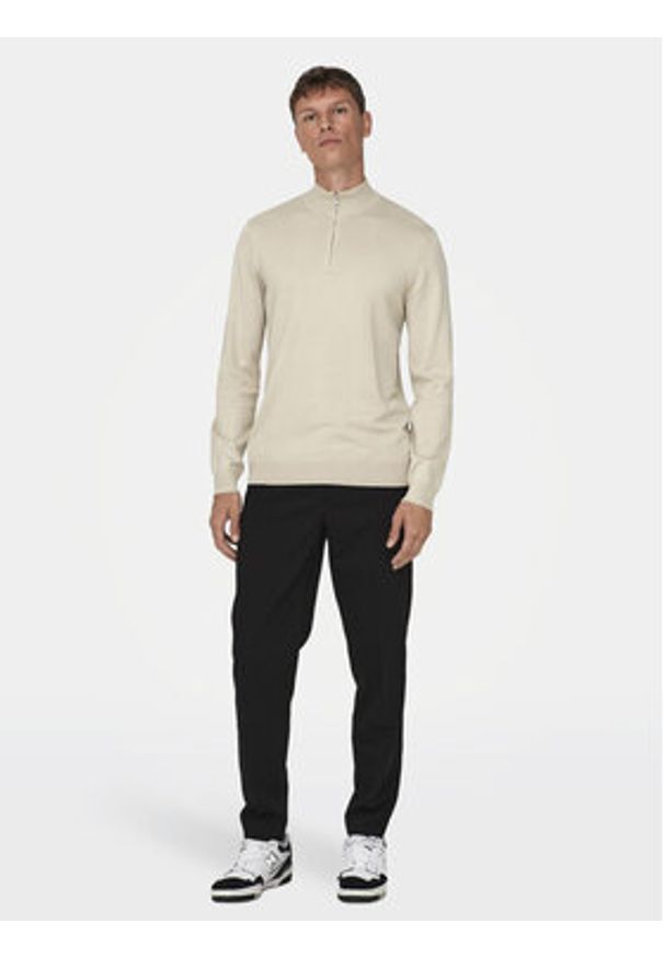 Only & Sons Sweter Wyler 22021264 Beżowy Regular Fit. Kolor: beżowy. Materiał: wiskoza