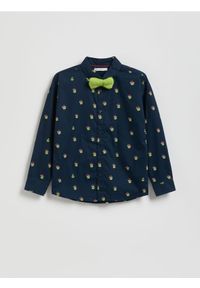 Reserved - Świąteczna koszula Grinch - granatowy. Kolor: niebieski. Materiał: tkanina, bawełna. Styl: wizytowy #1