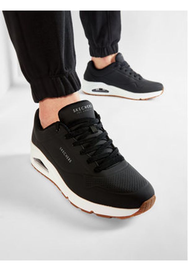 skechers - Skechers Sneakersy Uno Stand On Air 52458/BLK Czarny. Kolor: czarny. Materiał: skóra