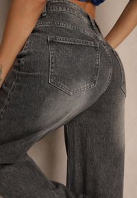 Renee - Szare Jeansy High Waist o Szerokim Kroju Tessine. Stan: podwyższony. Kolor: szary. Styl: sportowy #5