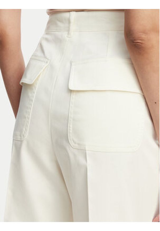 Marella Spodnie palazzo Aceri 2615131071 Écru Wide Leg. Kolor: kremowy. Materiał: bawełna