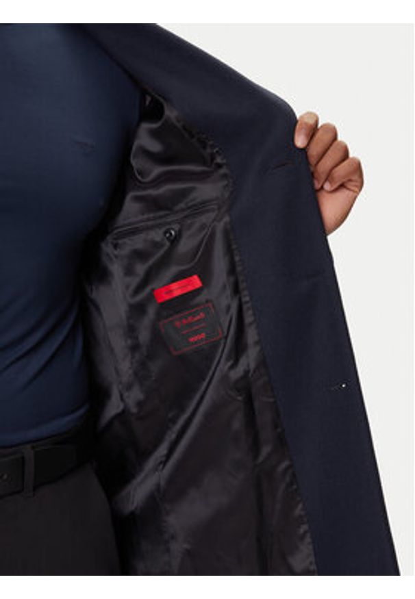 Hugo - HUGO Płaszcz wełniany Migor2541 50546528 Granatowy Slim Fit. Kolor: niebieski. Materiał: wełna