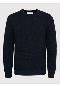 Selected Homme Sweter Vince 16059390 Granatowy Regular Fit. Kolor: niebieski. Materiał: bawełna