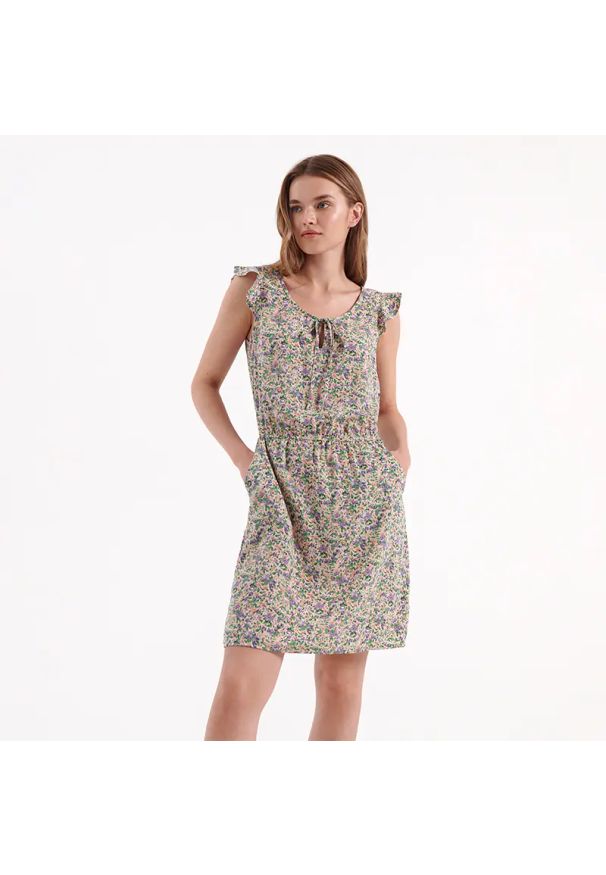 House - Sukienka mini w kwiaty - Wielobarwny. Wzór: kwiaty. Długość: mini