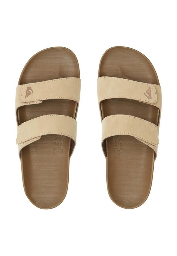 Klapki męskie Quiksilver Rivi Leather Double Adjust. Kolor: brązowy