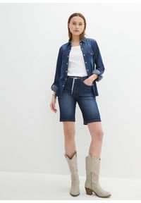 bonprix - Bermudy dżinsowe Slim Fit mid waist. Kolor: niebieski #3
