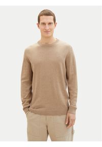 Tom Tailor Sweter 1038426 Beżowy Regular Fit. Kolor: beżowy. Materiał: bawełna