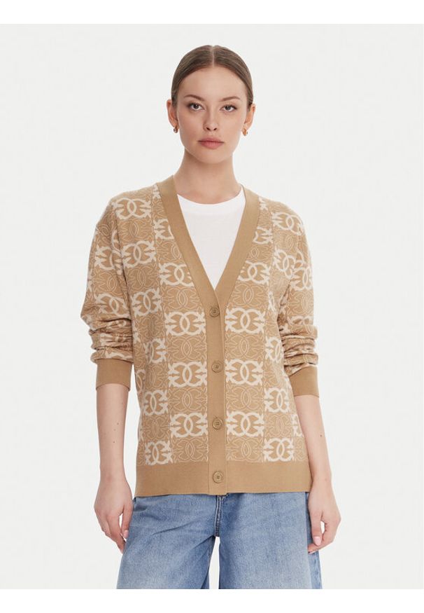 Pinko - PINKO Kardigan Half Breed 106042 A2YD Beżowy Regular Fit. Kolor: beżowy. Materiał: syntetyk