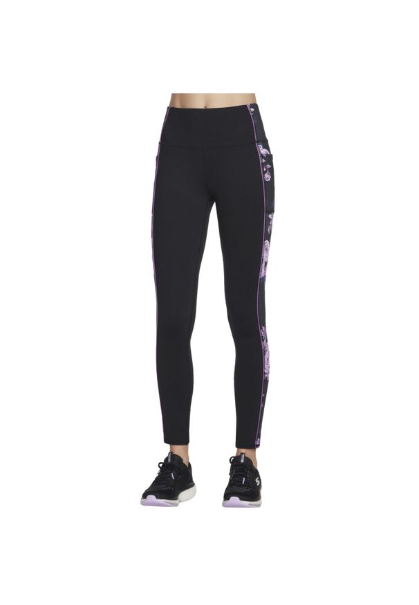 skechers - Leginsy fitness damskie GO Stretch Winter Bloom Legging. Kolor: czarny. Materiał: poliester, elastan. Sport: fitness