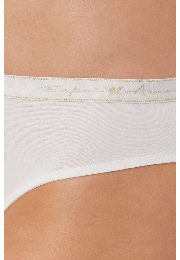 Emporio Armani Underwear Figi kolor kremowy. Kolor: beżowy. Materiał: materiał, dzianina. Wzór: gładki
