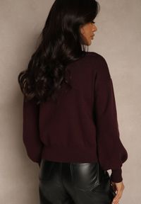 Renee - Bordowy Kardigan z Wiskozą Zdobiony Eleganckimi Napami i Bufiastymi Rękawami Acannte. Kolor: czerwony. Materiał: wiskoza. Wzór: aplikacja. Styl: elegancki