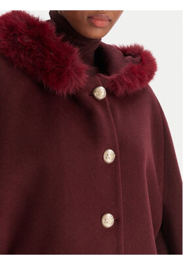 YES LONDON Płaszcz wełniany CD1223ECO Bordowy Regular Fit. Kolor: czerwony. Materiał: syntetyk