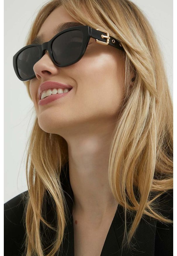 MOSCHINO - Moschino okulary przeciwsłoneczne damskie kolor czarny. Kolor: czarny