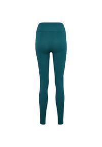 Damskie legginsy bezszwowe prążkowane Hummel Pulse. Kolor: zielony. Materiał: prążkowany. Wzór: prążki. Sport: fitness #2