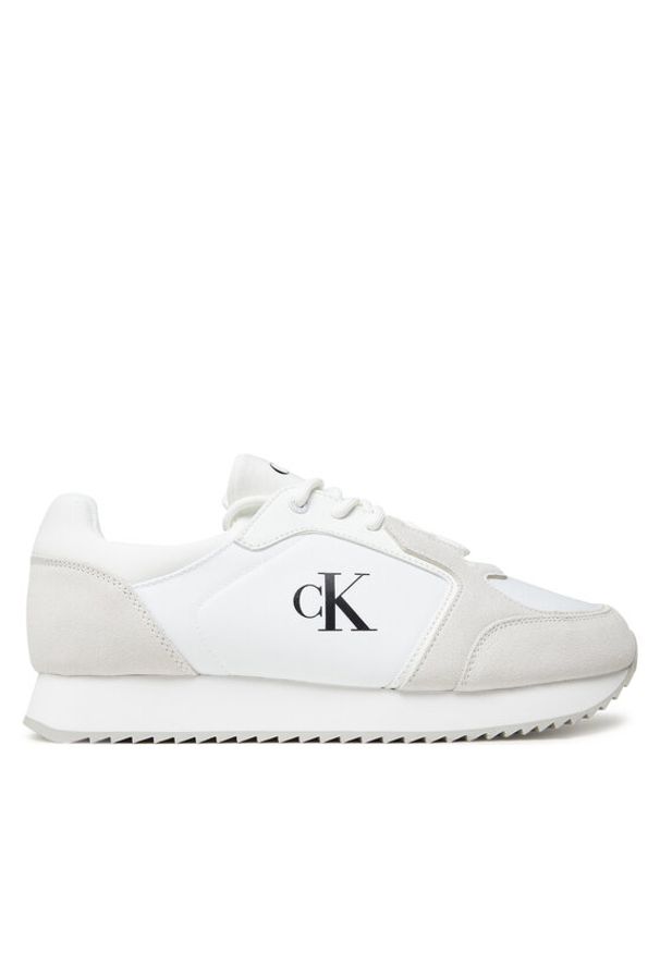 Calvin Klein Jeans Sneakersy Retro Runner Sock Lace Up Ny-Su YM0YM01326 Biały. Kolor: biały. Materiał: materiał
