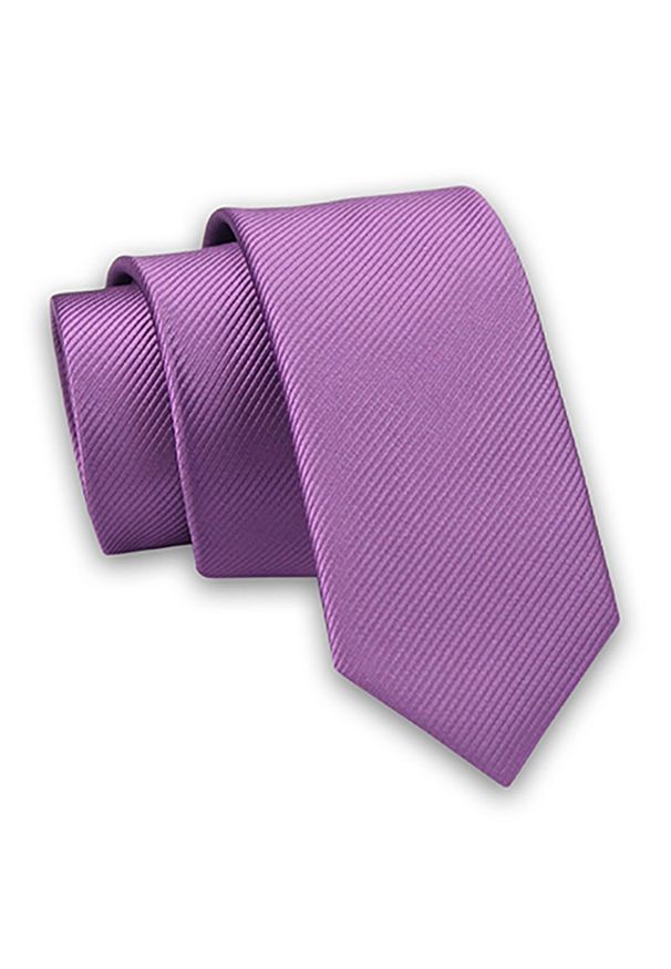 Liliowy krawat Angelo di Monti w prążki, elegancki