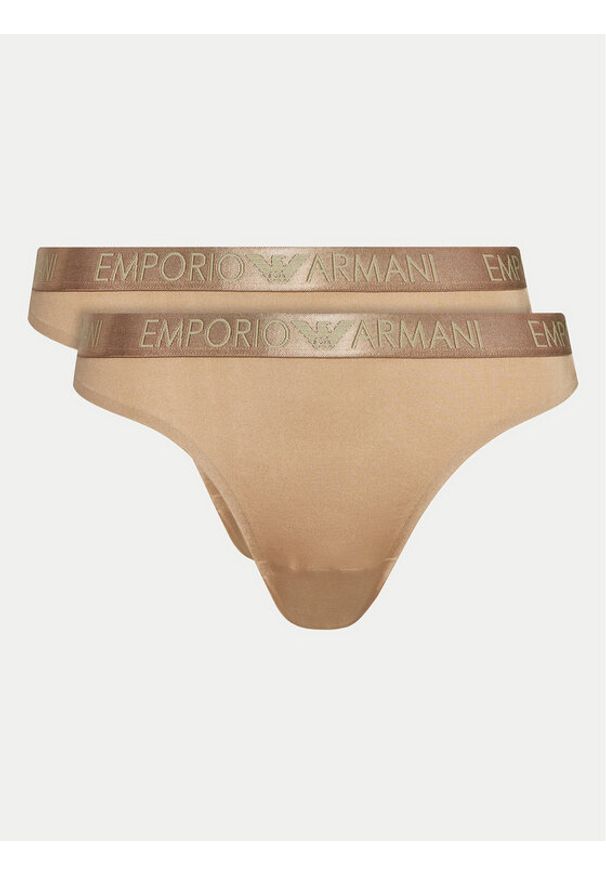 Emporio Armani Underwear Komplet 2 par stringów 163333 4F235 16355 Beżowy. Kolor: beżowy. Materiał: syntetyk