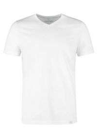Volcano - T-shirt z dekoltem V T-SLIT. Typ kołnierza: dekolt w kształcie V. Kolor: biały. Materiał: bawełna. Długość rękawa: krótki rękaw. Długość: krótkie. Styl: klasyczny #1