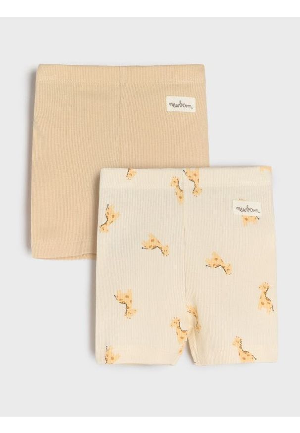 Sinsay - Krótkie legginsy z prążkowanej dzianiny 2 pack - kremowy. Kolor: kremowy. Materiał: dzianina, prążkowany. Długość: krótkie