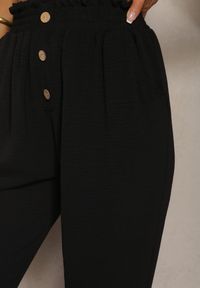 Renee - Czarne Spodnie Typu Paper Bag High Waist z Gumką w Talii Salvavia. Stan: podwyższony. Kolor: czarny. Materiał: tkanina. Sezon: lato