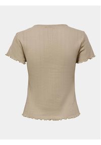 only - ONLY T-Shirt Carlotta 15256154 Beżowy Tight Fit. Kolor: beżowy. Materiał: bawełna #2