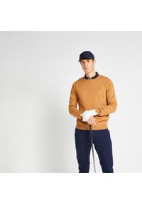 INESIS - Sweter do golfa męski MW500. Typ kołnierza: golf. Kolor: brązowy, wielokolorowy, pomarańczowy. Materiał: materiał, bawełna. Sport: golf #1