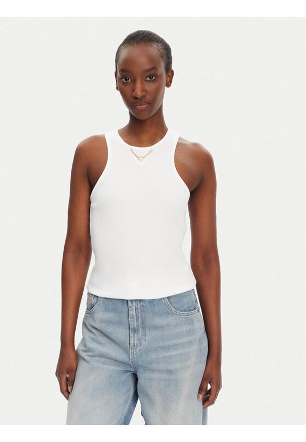 TwinSet - TWINSET Top 251TT2400 Biały Slim Fit. Kolor: biały. Materiał: bawełna
