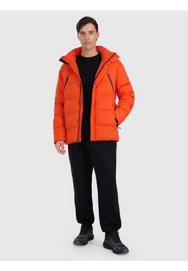 4f - 4F Kurtka puchowa z wypełnieniem syntetycznym membrana 10000 męska - pomarańczowa 3XL. Kolor: czerwony. Materiał: puch, syntetyk. Wzór: gładki. Sezon: zima. Styl: klasyczny