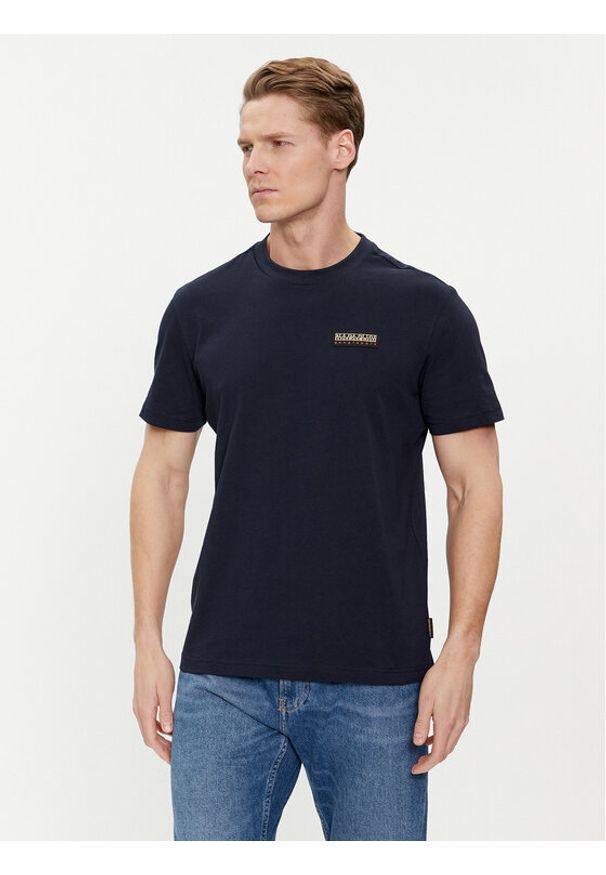 Napapijri T-Shirt Iaato NP0A4HFZ Granatowy Regular Fit. Kolor: niebieski. Materiał: bawełna
