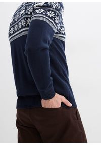 bonprix - Sweter norweski rozpinany z przyjemnej dla skóry czystej bawełny. Kolor: niebieski. Materiał: bawełna, skóra #3