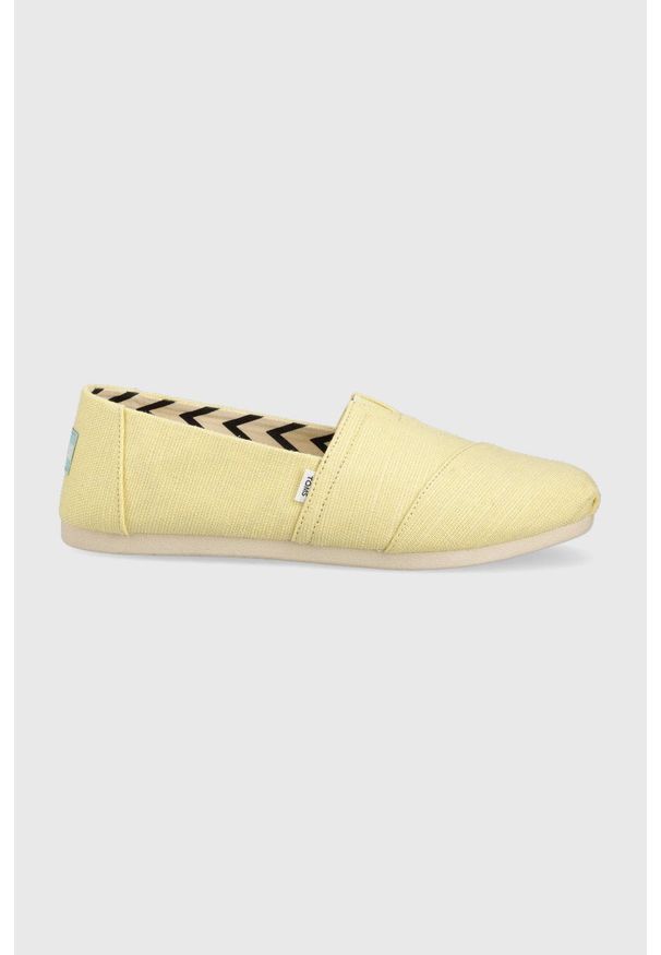 Toms espadryle Alpargata kolor żółty. Nosek buta: okrągły. Kolor: żółty. Materiał: guma, materiał. Wzór: gładki