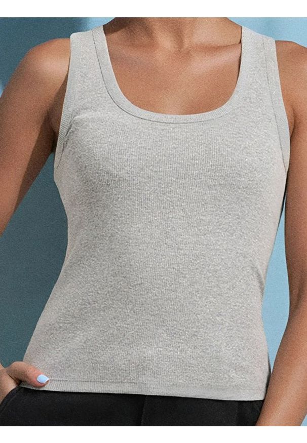 Sinsay - Top na ramiączkach - srebrny. Kolor: srebrny. Długość rękawa: na ramiączkach