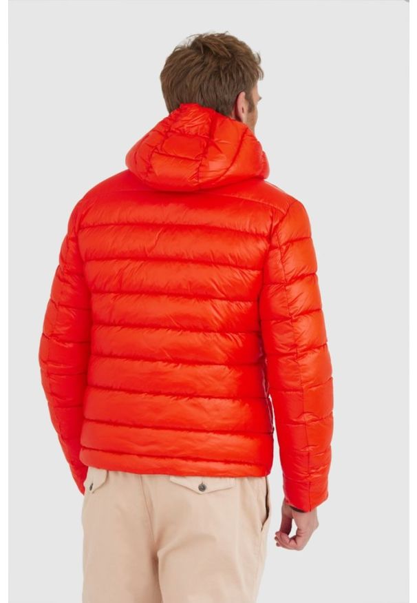 Blauer USA - BLAUER Pomarańczowa puchowa kurtka męska Virgil z kapturem, Rozmiar M. Typ kołnierza: kaptur. Kolor: pomarańczowy. Materiał: puch