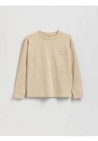 Reserved - Bawełniany longsleeve - beżowy. Kolor: beżowy. Materiał: bawełna. Długość rękawa: długi rękaw #1