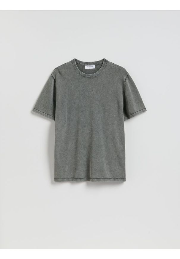 Reserved - Bawełniany sweter z krótkim rękawem - ciemnoszary. Kolor: szary. Materiał: bawełna. Długość rękawa: krótki rękaw. Długość: krótkie