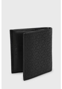 Calvin Klein portfel skórzany męski kolor czarny. Kolor: czarny. Materiał: materiał, poliester. Wzór: gładki