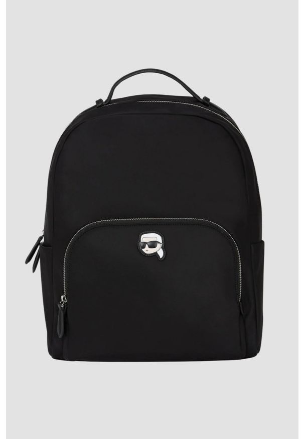 Karl Lagerfeld - KARL LAGERFELD Czarny plecak Ikon Nylon Backpack. Kolor: czarny. Materiał: nylon