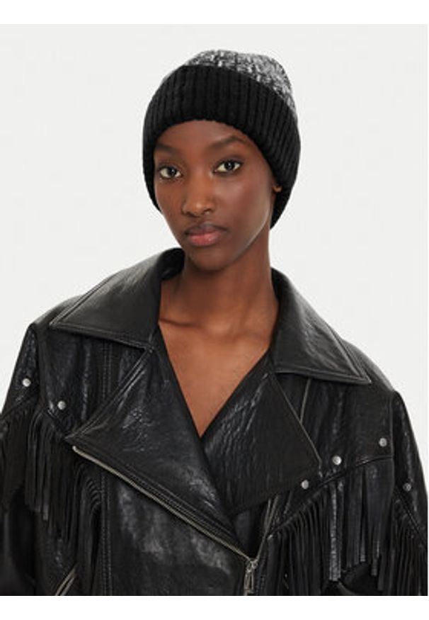 Calvin Klein Czapka Monogram Fold K60K612595 Czarny. Kolor: czarny. Materiał: wełna