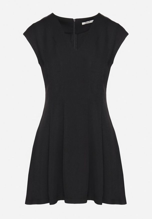 Born2be - Czarna Rozkloszowana Sukienka o Taliowanym Kroju Ellaira. Okazja: na co dzień. Kolor: czarny. Wzór: kolorowy. Styl: casual, elegancki