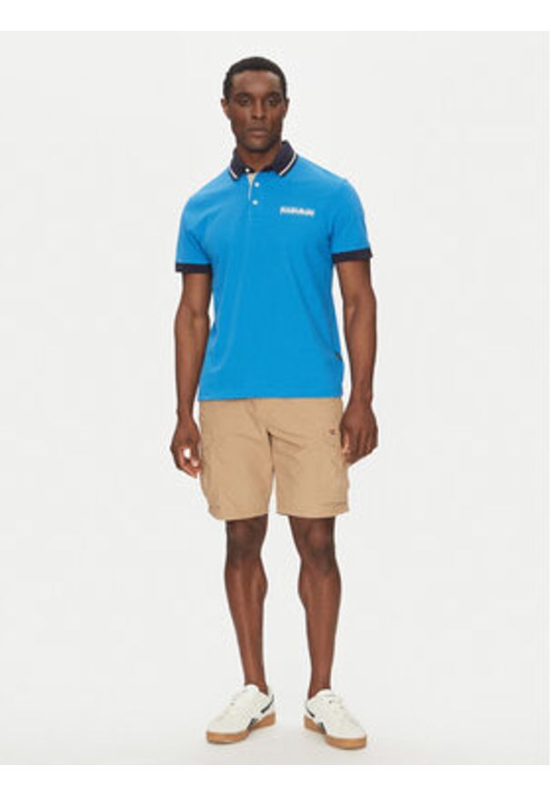 Napapijri Polo E-Zeri NP0A4ID4 Niebieski Regular Fit. Typ kołnierza: polo. Kolor: niebieski. Materiał: bawełna