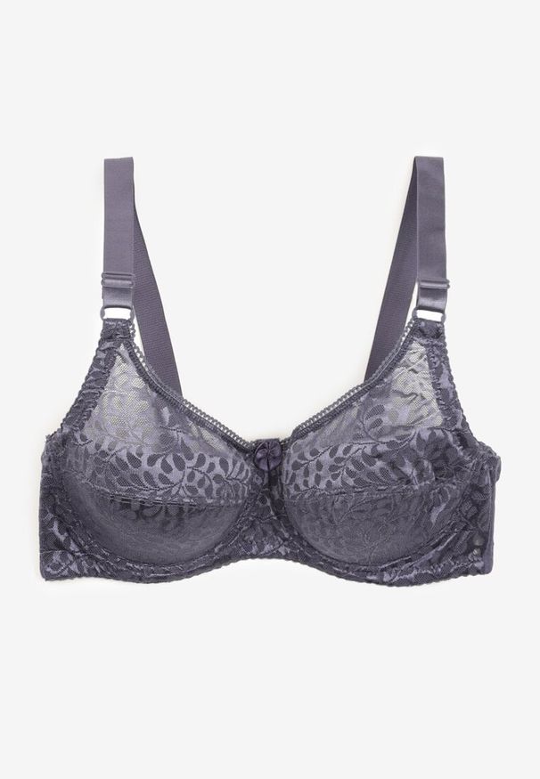 Renee - Niebieski Koronkowy Biustonosz z Regulowanymi Ramiączkami i Usztywnionymi Miseczkami Vikiitole. Kolor: niebieski. Materiał: koronka