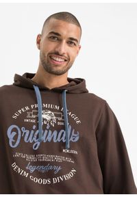 bonprix - Bluza z kapturem w wygodnym fasonie. Typ kołnierza: kaptur. Kolor: brązowy